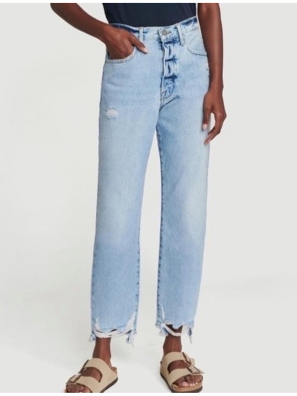 NEW Frame Le Original Distressed Straight-Leg Jeans in London Wash